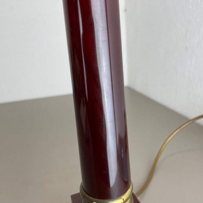 modernist italian red catalina and brass tube table light 1960s 18