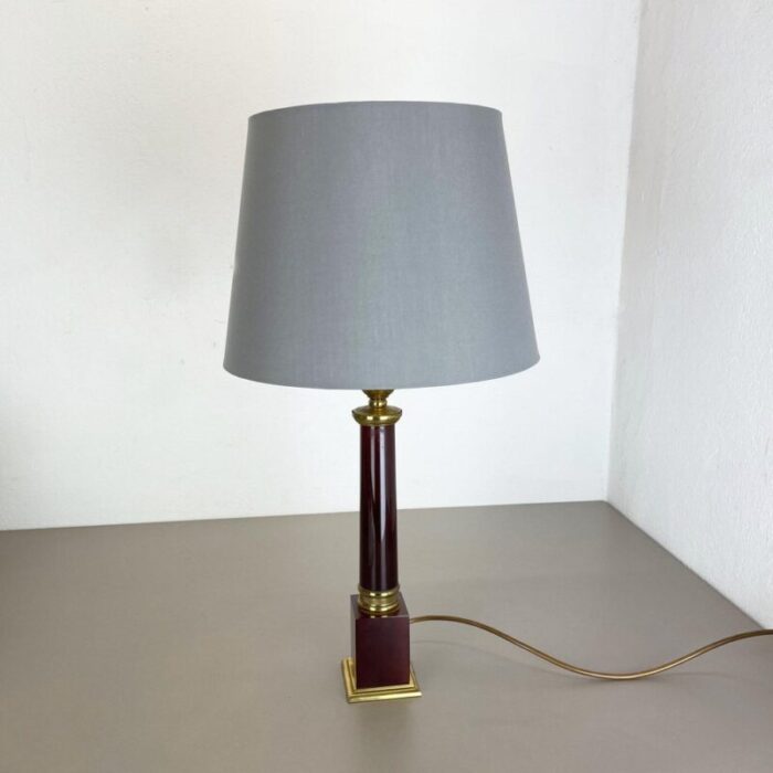 modernist italian red catalina and brass tube table light 1960s 2