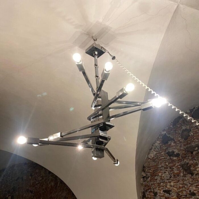 modernist italian steel sputnik chandelier by sciolari 1970s 10