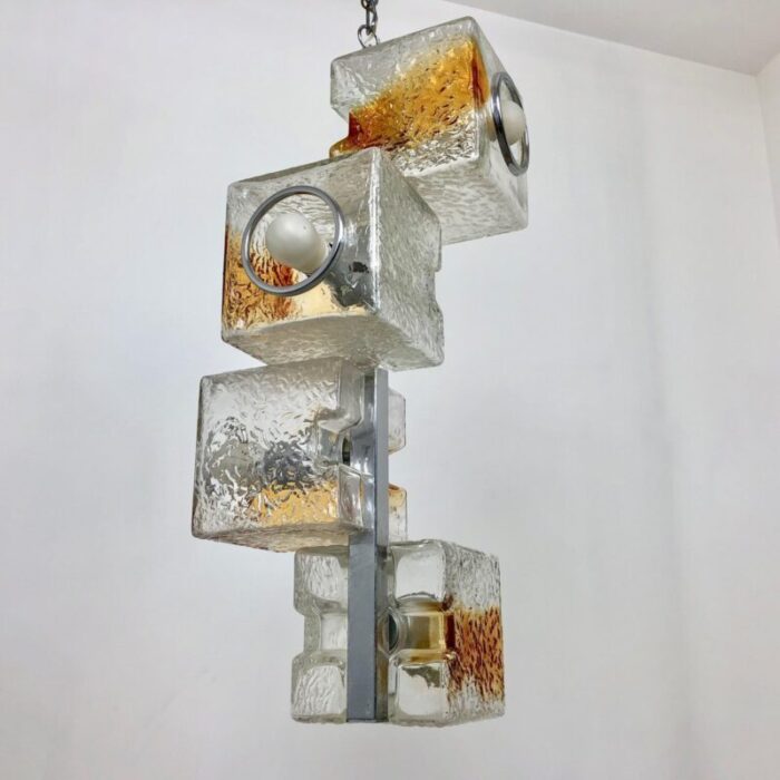 murano art glass sculpture cube ceiling light by toni zuccheri for veart 1970s 6