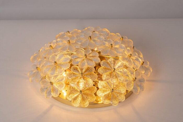 murano glass flower ceiling light by ernst palme germany 1970s 10