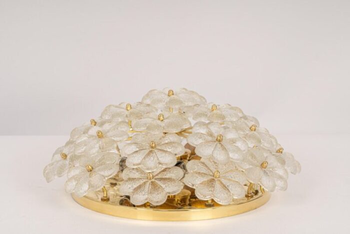 murano glass flower ceiling light by ernst palme germany 1970s 7