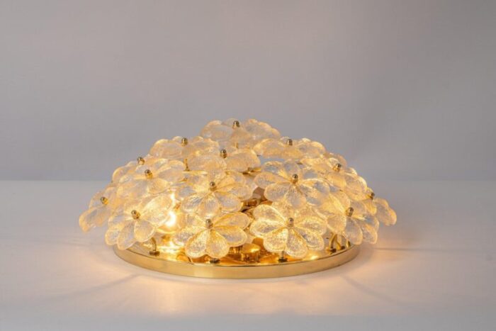 murano glass flower ceiling light by ernst palme germany 1970s 9