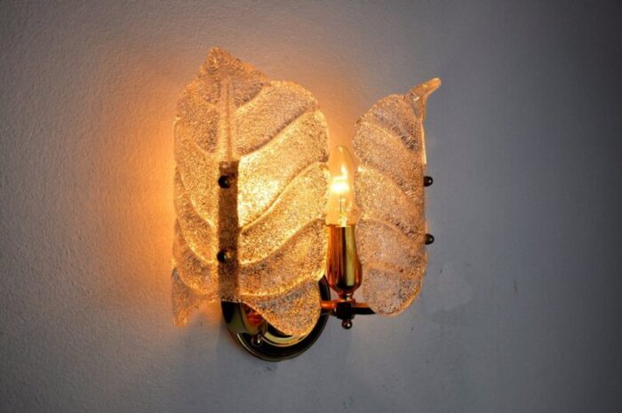 murano glass flower wall lights by carl fagerlund 1970s 3