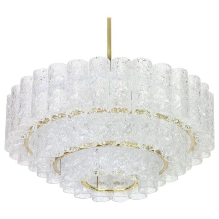 murano ice glass tubes chandelier from doria germany 1960s 1 1