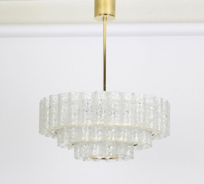 murano ice glass tubes chandelier from doria germany 1960s 10