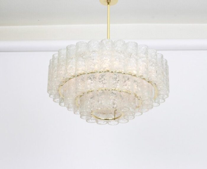 murano ice glass tubes chandelier from doria germany 1960s 11