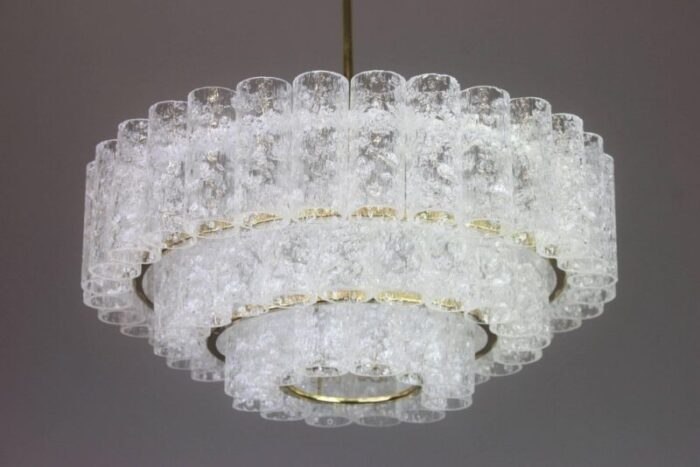 murano ice glass tubes chandelier from doria germany 1960s 2 1