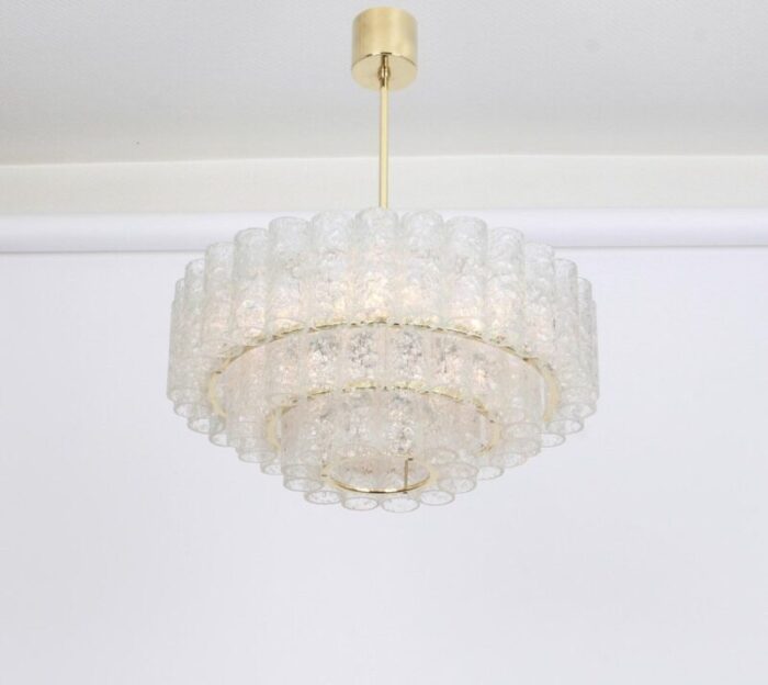 murano ice glass tubes chandelier from doria germany 1960s 4 1