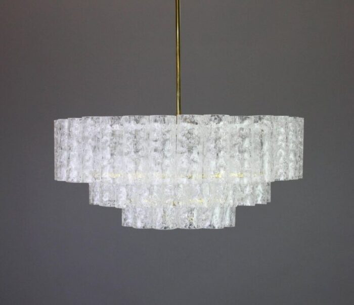 murano ice glass tubes chandelier from doria germany 1960s 5 1