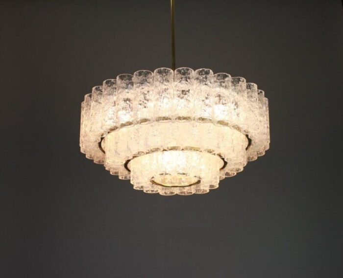 murano ice glass tubes chandelier from doria germany 1960s 7 1