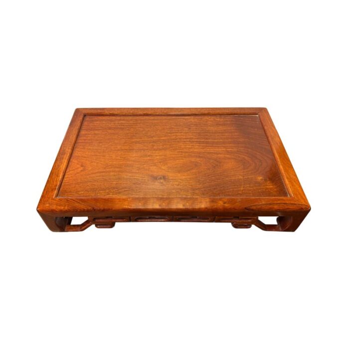 natural brown wood ru yi pattern rectangular table top stand riser easel 0909