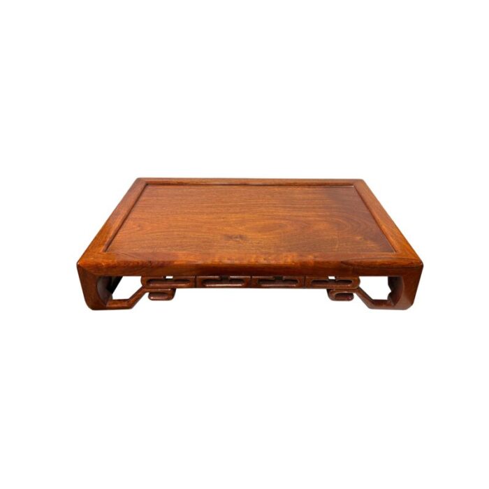 natural brown wood ru yi pattern rectangular table top stand riser easel 4505