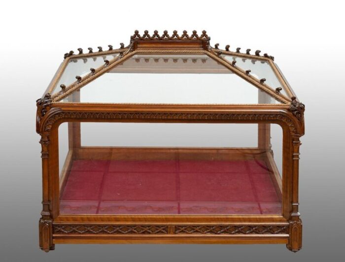 neo gothic showcase in walnut naples early 19th century 1426