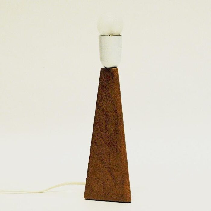 nordic brown leatherette table lamp 1950s 4