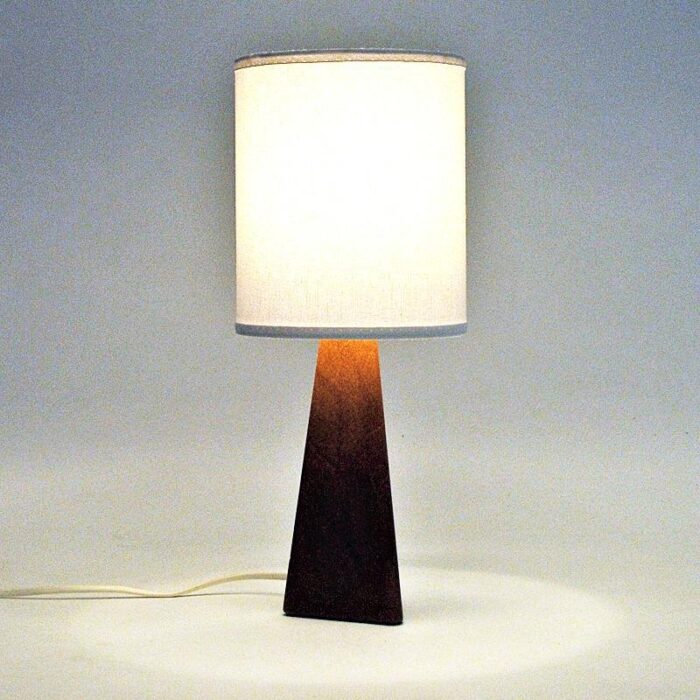 nordic brown leatherette table lamp 1950s 6