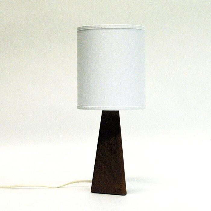 nordic brown leatherette table lamp 1950s 7