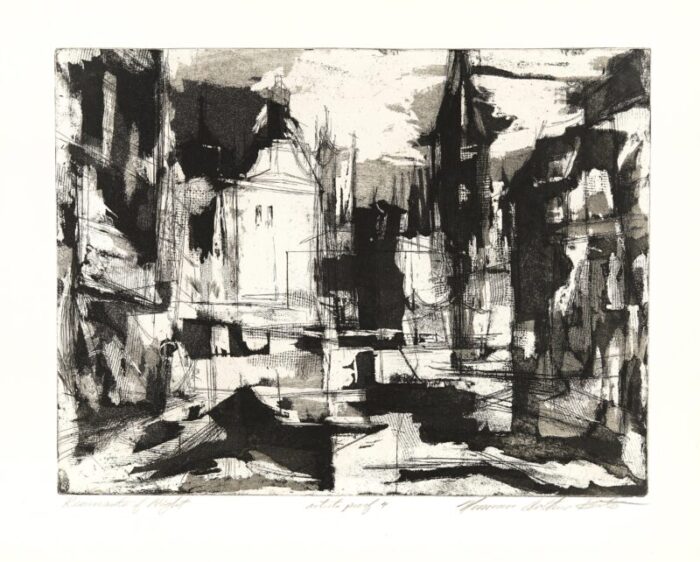 norman arthur bate remnants of night 1959 aquatint engraving and etching artist proof 3870