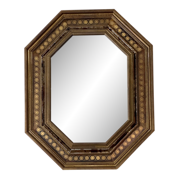 octagonal venetian brass mounted mirror w rosettes 4656