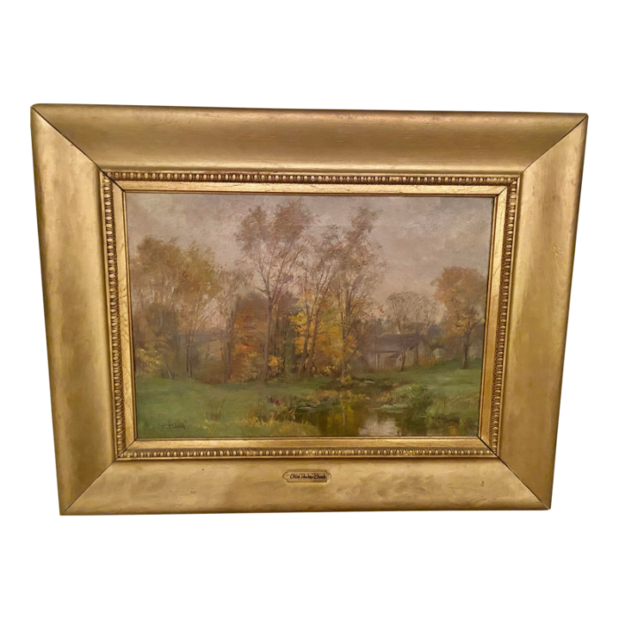 olive parker black landscape painting in giltwood frame 9162