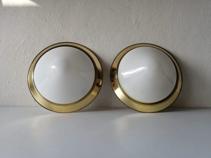 opal glass brass sconces or ceiling lamps germany 1960s set of 2 4