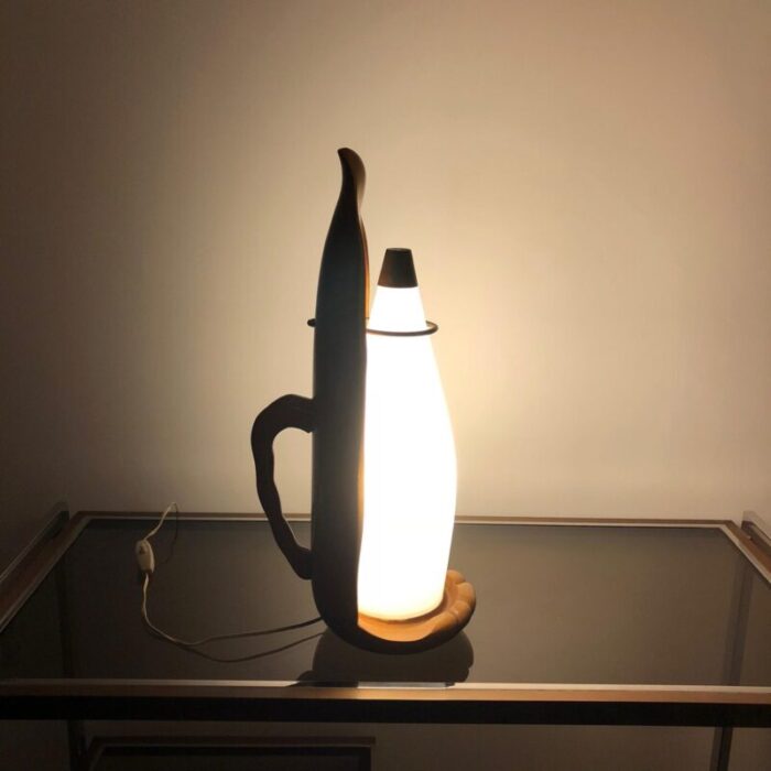 opaline grass wood dolphin lamp by aldo tura for macabo italy 1950s 4