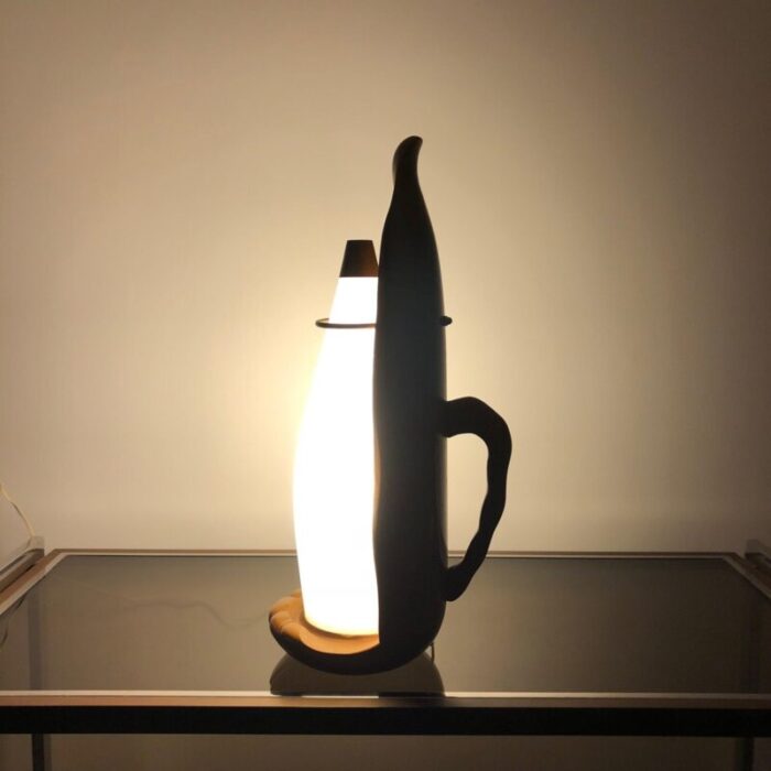 opaline grass wood dolphin lamp by aldo tura for macabo italy 1950s 5