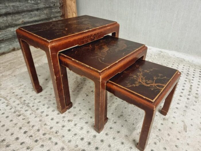 oriental nesting tables 1960s set of 3 2325