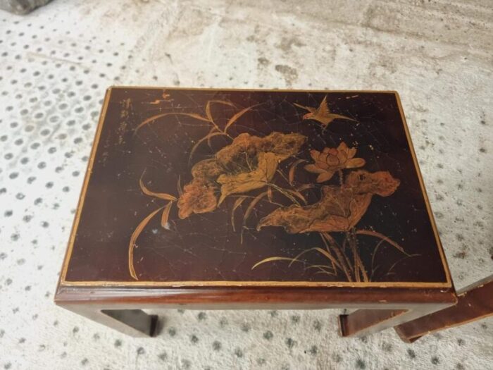 oriental nesting tables 1960s set of 3 6798