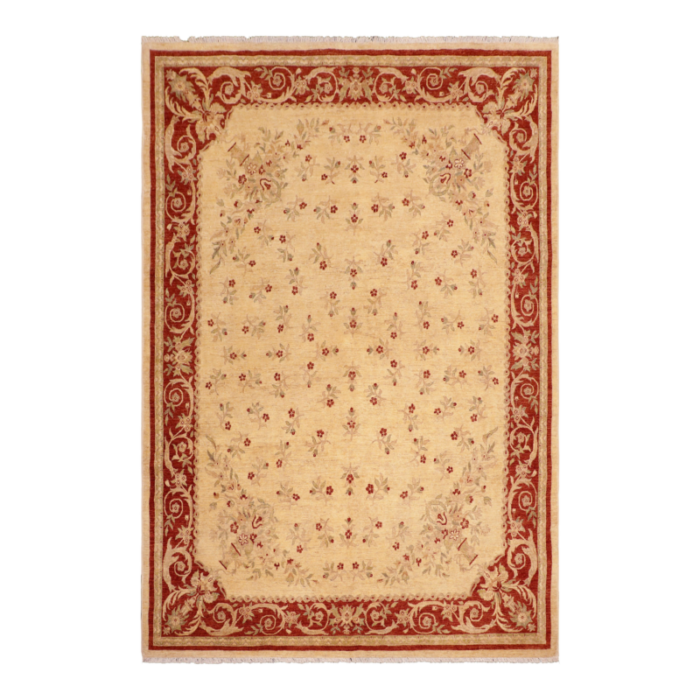 oriental ziegler beige rust hand knotted wool rug 80 x 102 0893