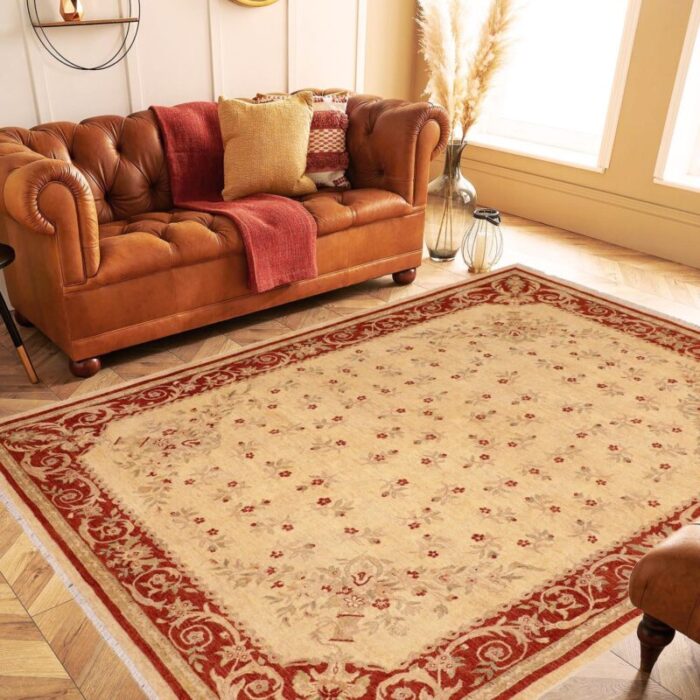 oriental ziegler beige rust hand knotted wool rug 80 x 102 0898