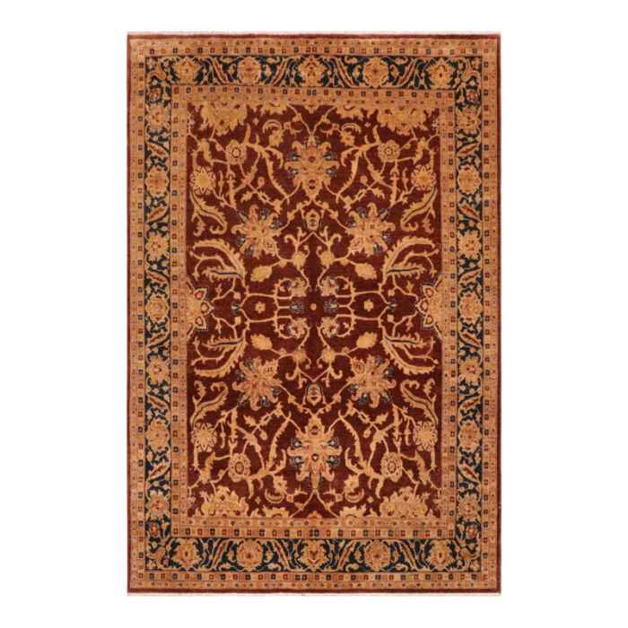 oriental ziegler brown blue hand knotted wool rug 81 x 111 3901