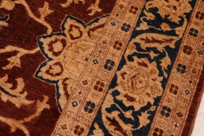 oriental ziegler brown blue hand knotted wool rug 81 x 111 7338