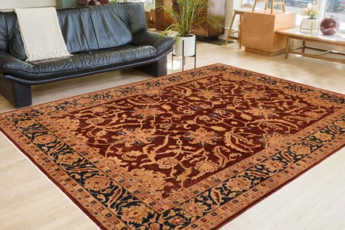 oriental ziegler brown blue hand knotted wool rug 81 x 111 9897