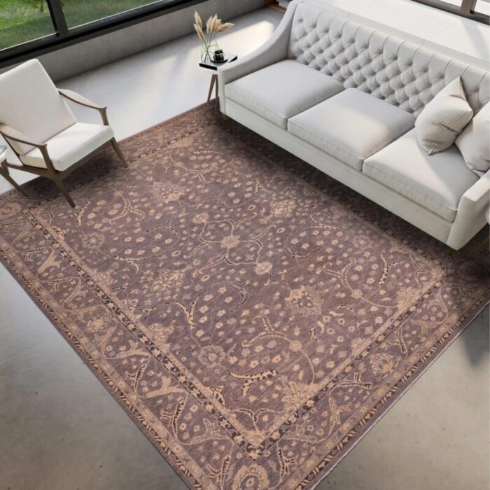 oriental ziegler gray beige hand knotted wool rug 99 x 138 4221