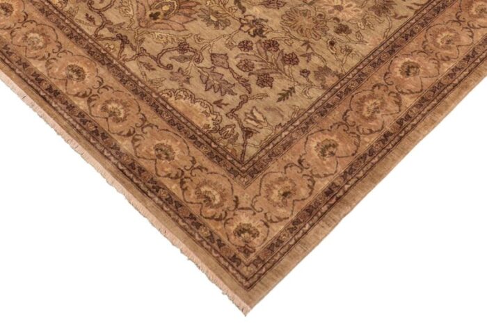 oriental ziegler green brown hand knotted wool rug 82 x 101 6041