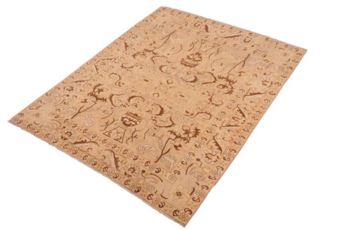 oriental ziegler tan brown hand knotted wool rug 78 x 95 0760