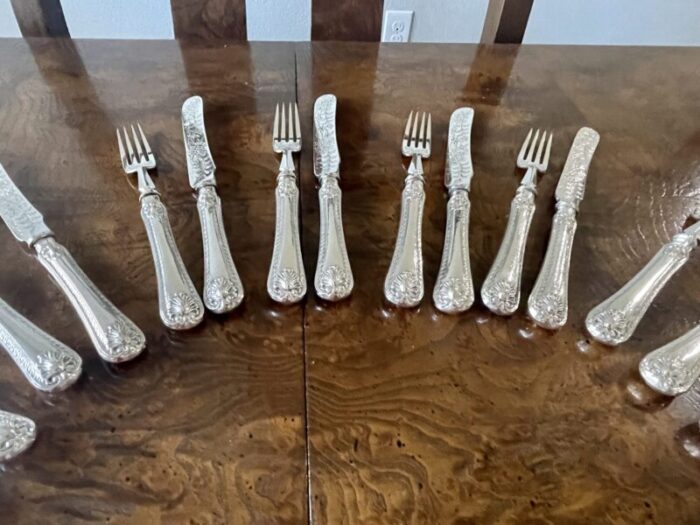 ornate victorian silver plated flatware 18 place setting 9569