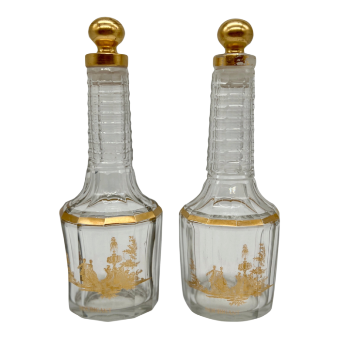 pair antique french baccarat houbigant gilt crystal perfume bottles c 1920 1294