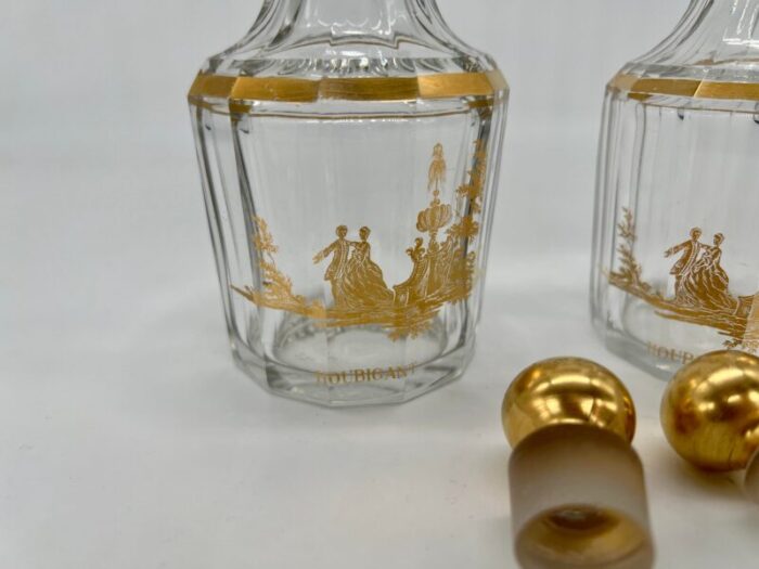 pair antique french baccarat houbigant gilt crystal perfume bottles c 1920 1401