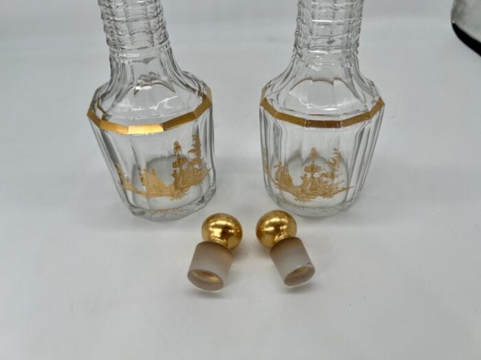 pair antique french baccarat houbigant gilt crystal perfume bottles c 1920 2518