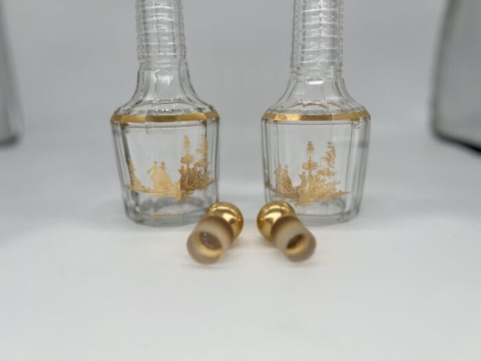 pair antique french baccarat houbigant gilt crystal perfume bottles c 1920 6791