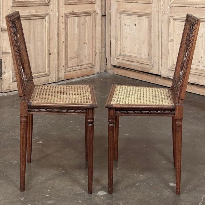 pair antique french louis xvi caned side chairs 1574