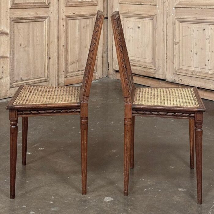 pair antique french louis xvi caned side chairs 8012