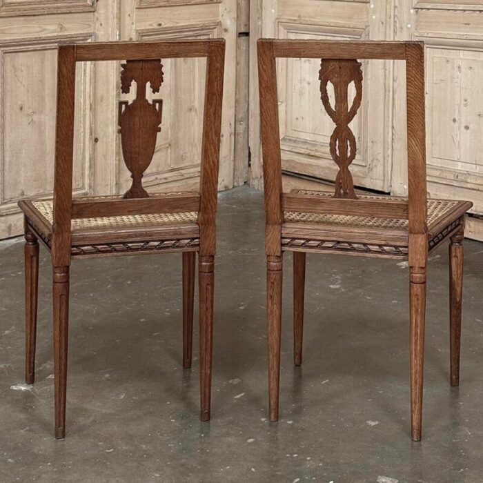 pair antique french louis xvi caned side chairs 9812