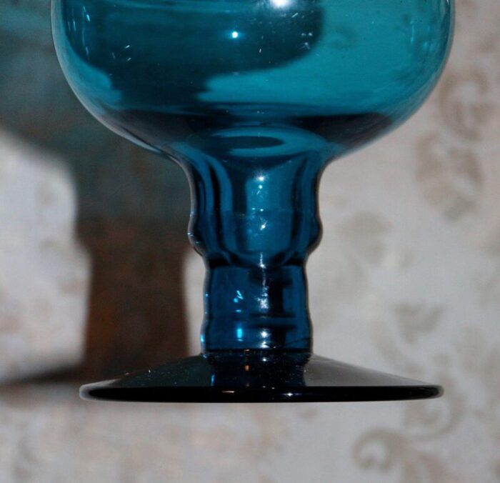 pair of 1960s art glass blue vases urns 6273