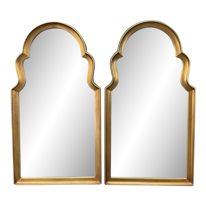 pair of 1960s hollywood regency gold keyhole mirrors 6282