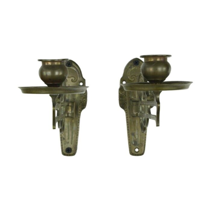 pair of antique art nouveau candle holder piano sconces 3158