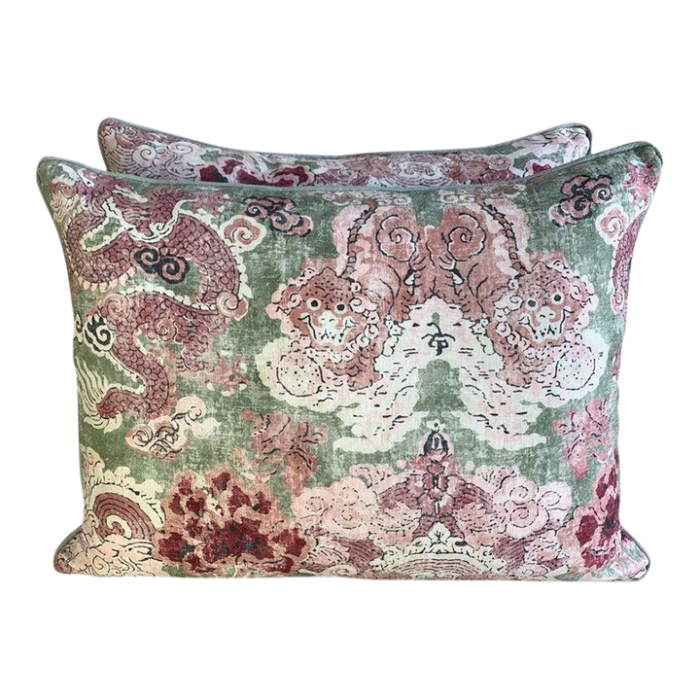 pair of custom chinoiserie printed pillows 2341