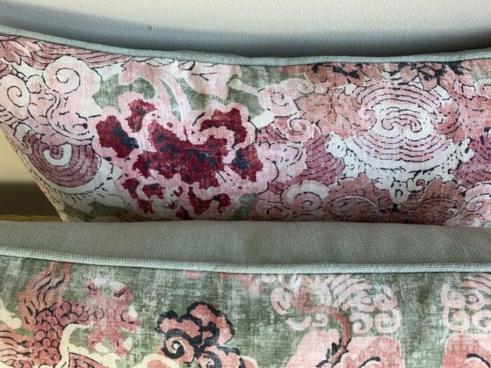 pair of custom chinoiserie printed pillows 9622